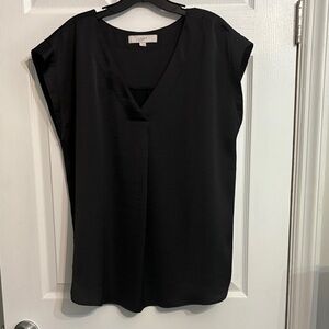 3 for $15 EUC black Ann Taylor pleat front top Large